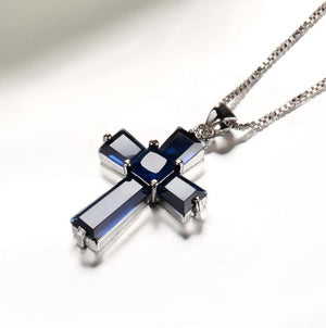 True Gemstone & 18 K White Gold Cross