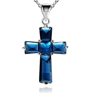 True Gemstone & 18 K White Gold Cross