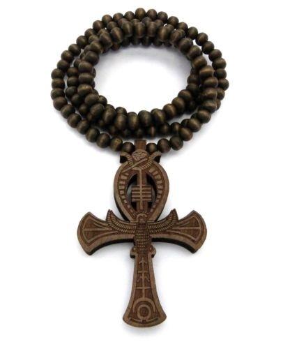 Hard Carved Dark Wood Ankh Cross