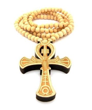 Hard Carved Dark Wood Ankh Cross