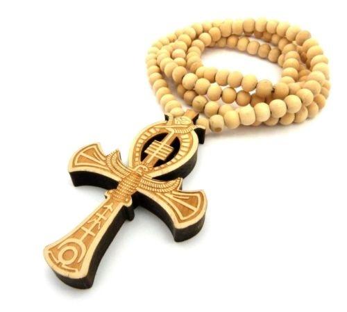 Hard Carved Dark Wood Ankh Cross