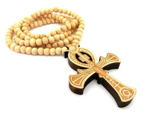 Hard Carved Dark Wood Ankh Cross