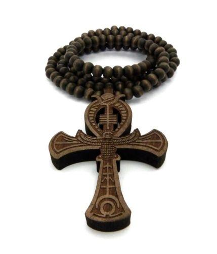 Hard Carved Dark Wood Ankh Cross