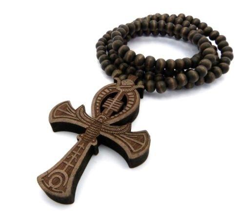 Hard Carved Dark Wood Ankh Cross