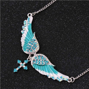 Crystal Wings Earrings Necklace Angel Wings Cross