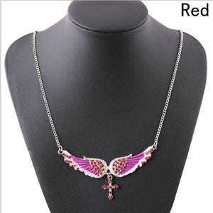 Crystal Wings Earrings Necklace Angel Wings Cross