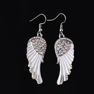 Crystal Wings Earrings Necklace Angel Wings Cross