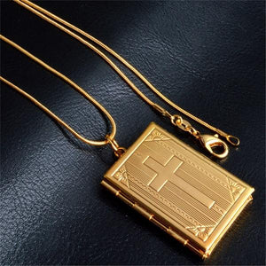 Noble Photo Box Pendant Bible & Cross