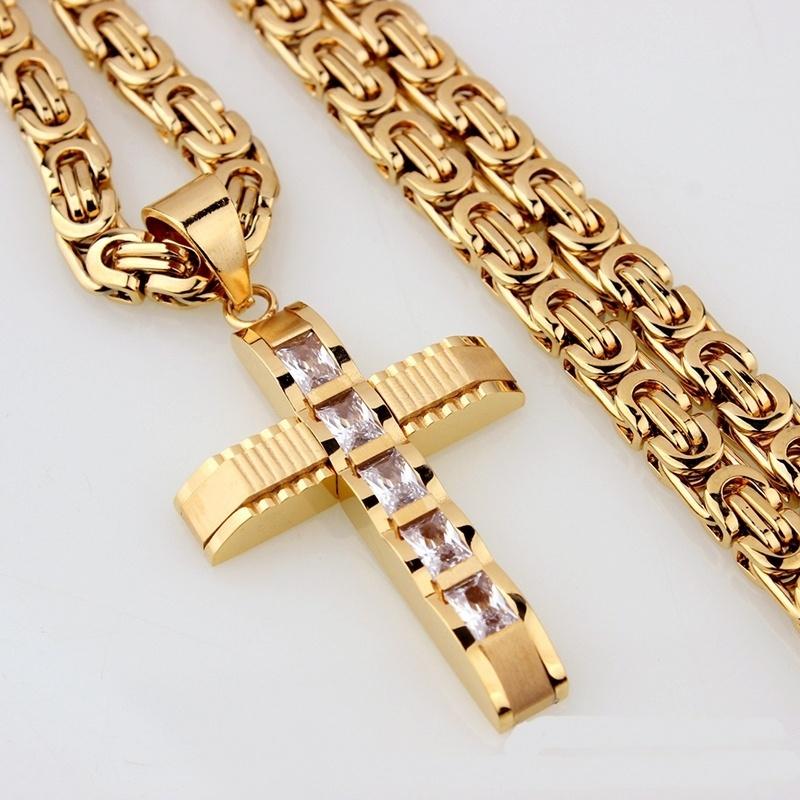 Large Diamond Stainless Steel Thick Chain Necklace