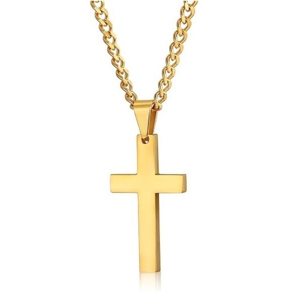 Stainless Steel Silver Plated Cross Pendant Necklace