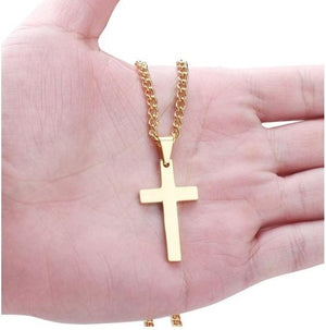 Stainless Steel Silver Plated Cross Pendant Necklace