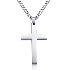 Stainless Steel Silver Plated Cross Pendant Necklace