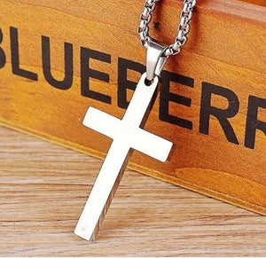 Stainless Steel Silver Plated Cross Pendant Necklace