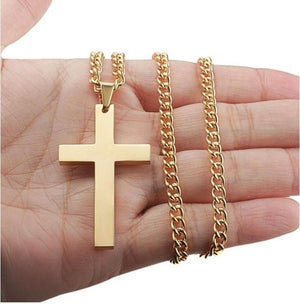 Stainless Steel Silver Plated Cross Pendant Necklace