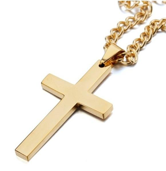 Stainless Steel Silver Plated Cross Pendant Necklace