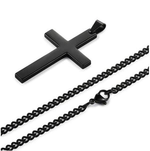 Stainless Steel Silver Plated Cross Pendant Necklace