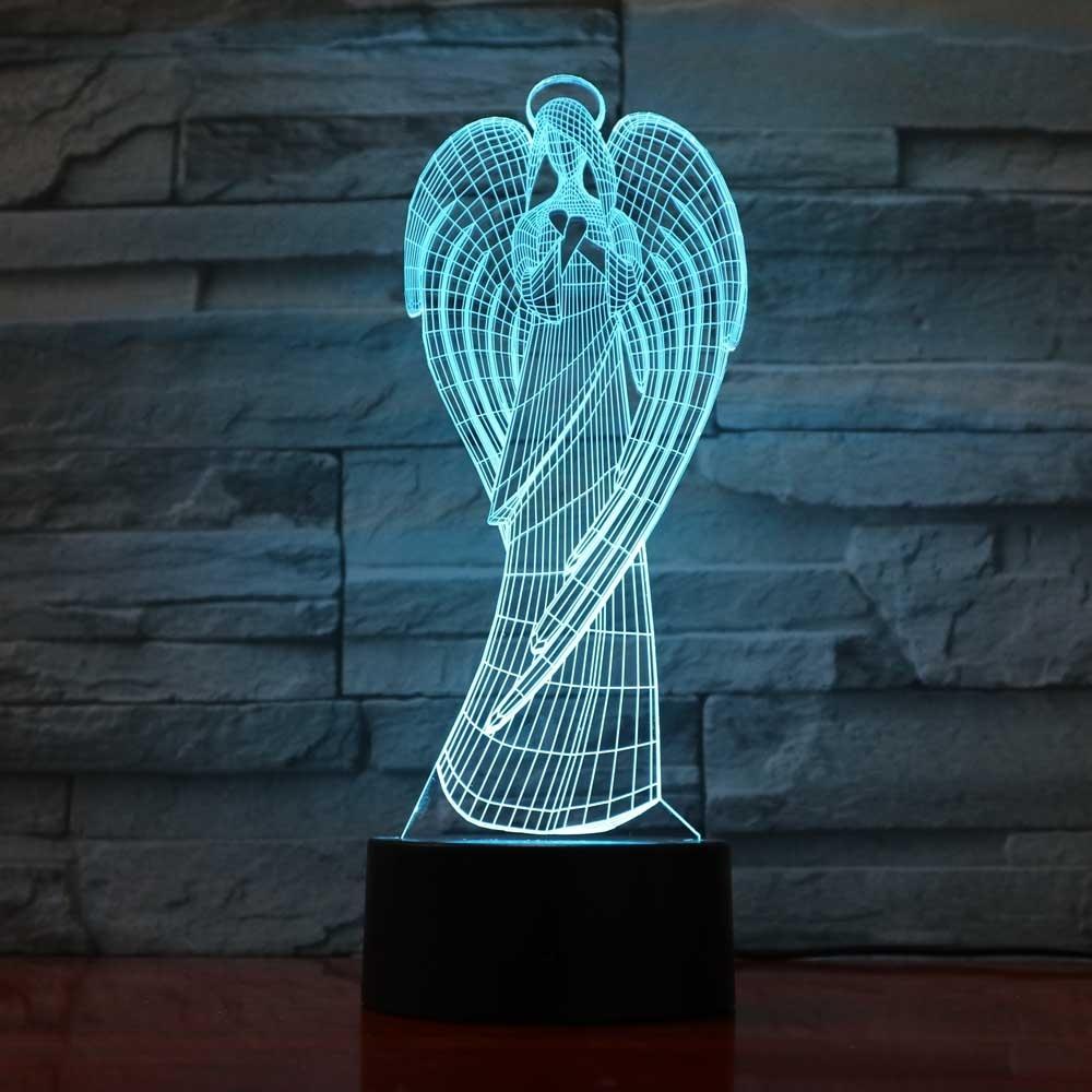 Led Angel Table Lamp 3D Colorful Wings Nightlight