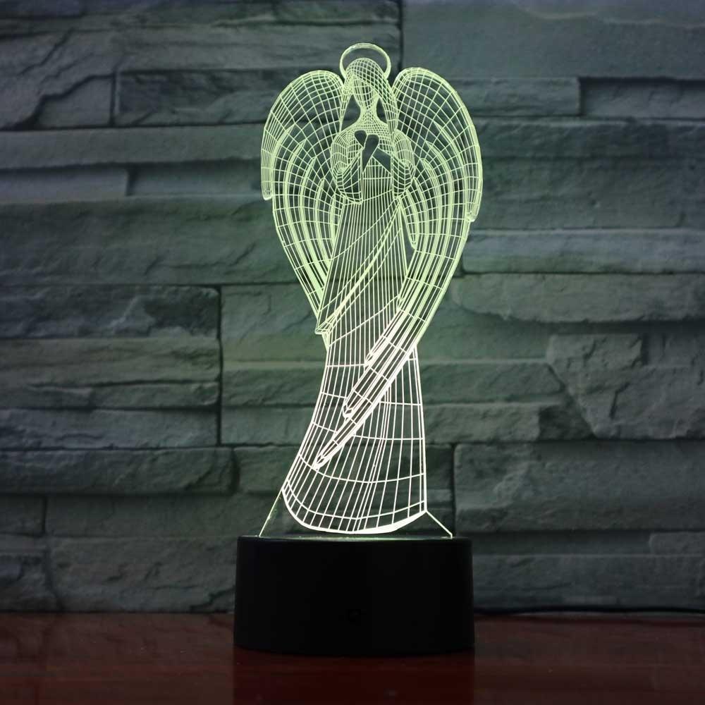 Led Angel Table Lamp 3D Colorful Wings Nightlight