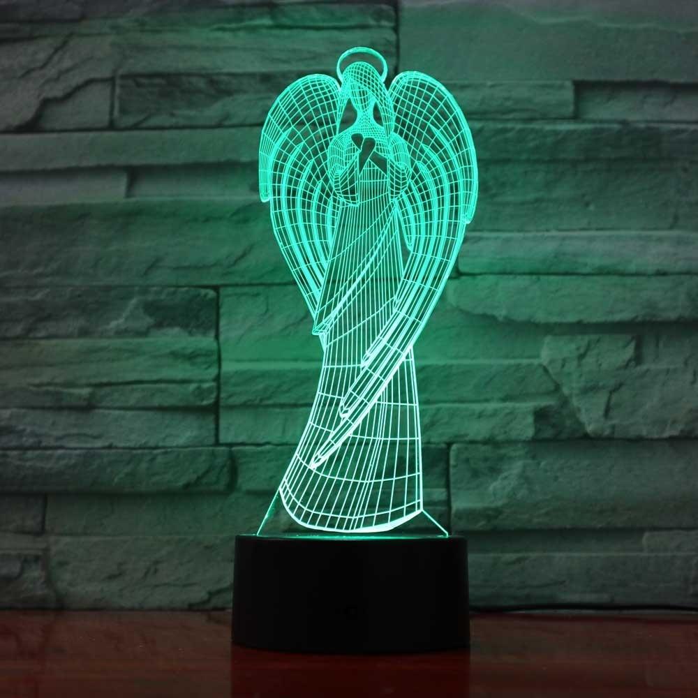 Led Angel Table Lamp 3D Colorful Wings Nightlight