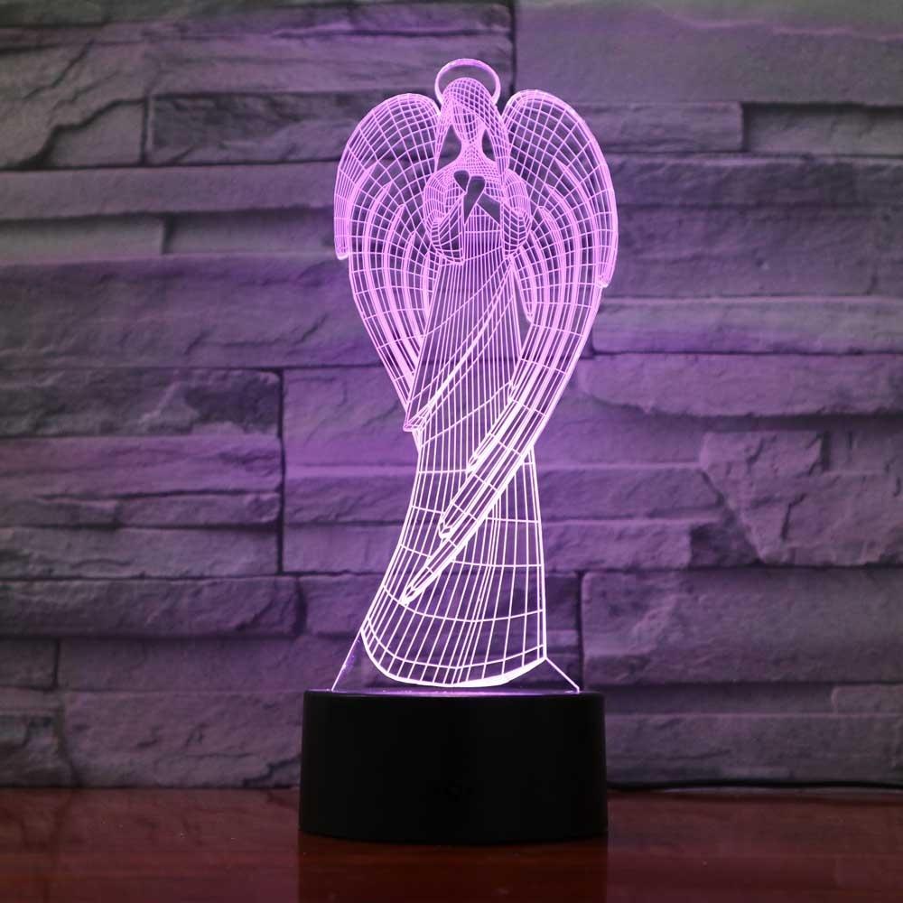 Led Angel Table Lamp 3D Colorful Wings Nightlight