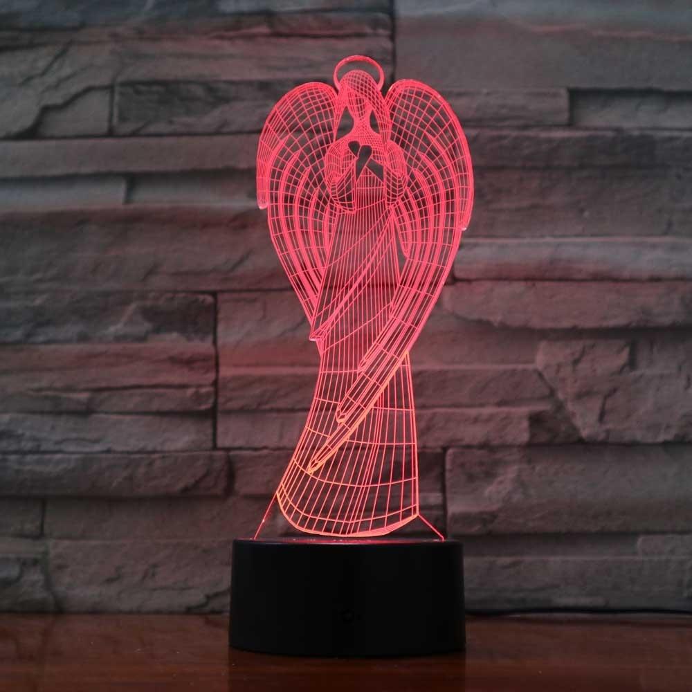 Led Angel Table Lamp 3D Colorful Wings Nightlight