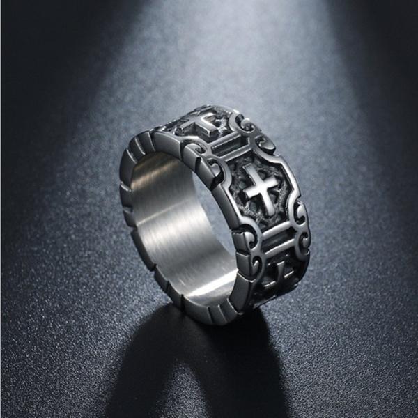 Cross Men's Stainless Steel Ring