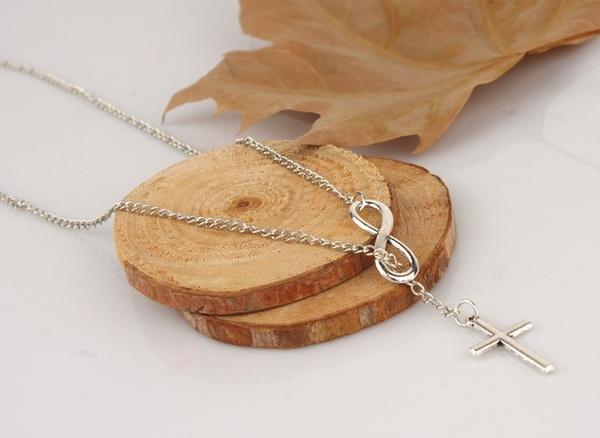 Infinity Cross Lariat Necklace