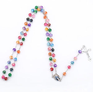 Clay Rainbow Rosary Necklace