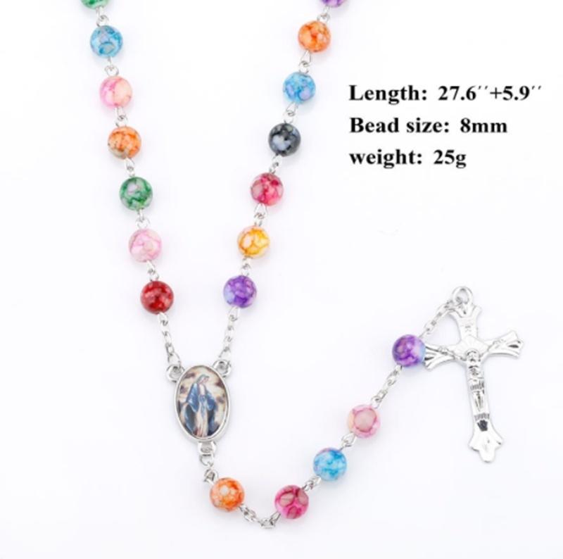 Clay Rainbow Rosary Necklace