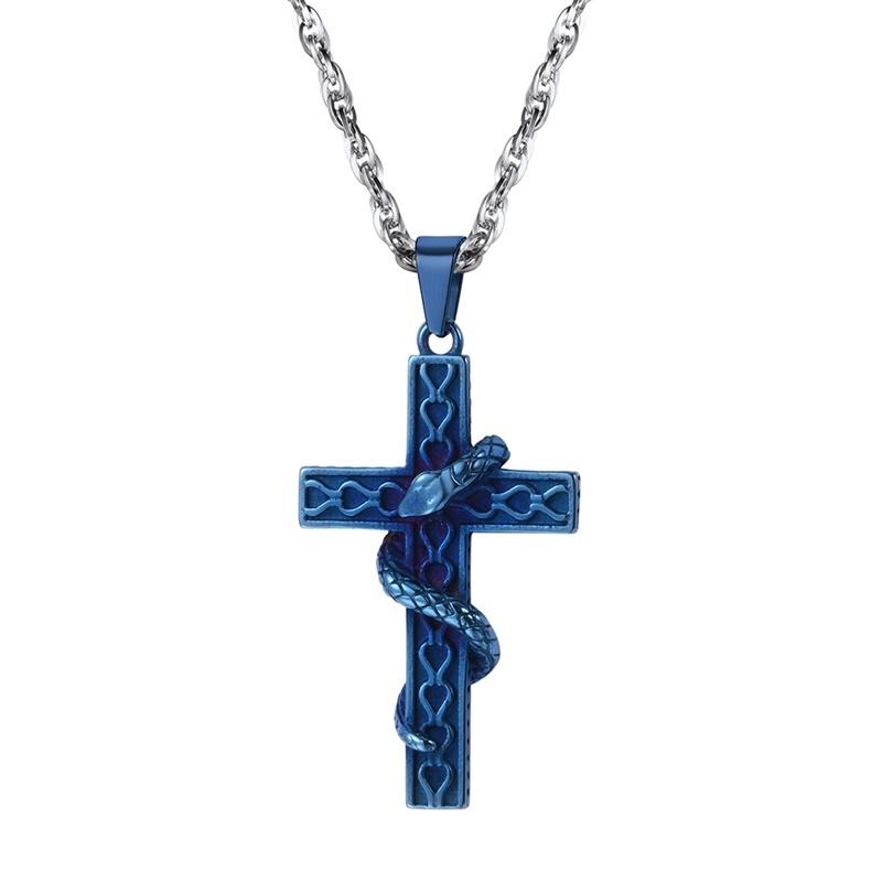 Gothic Snake Cross Pendant Cool Christian Gift