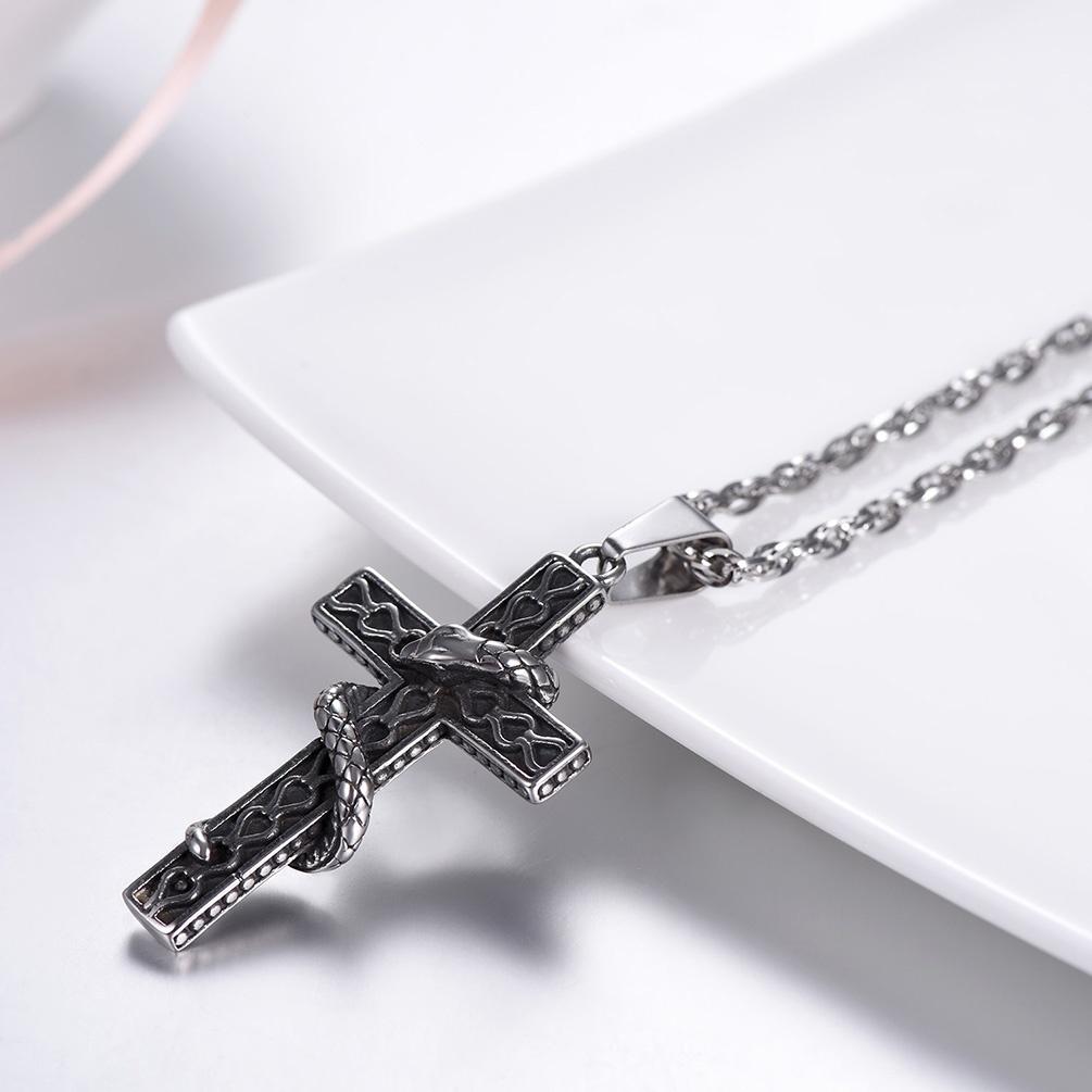 Gothic Snake Cross Pendant Cool Christian Gift