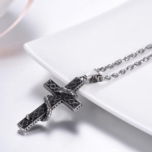 Gothic Snake Cross Pendant Cool Christian Gift