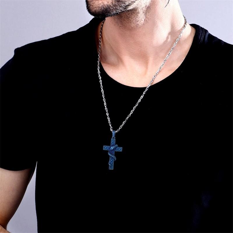 Gothic Snake Cross Pendant Cool Christian Gift