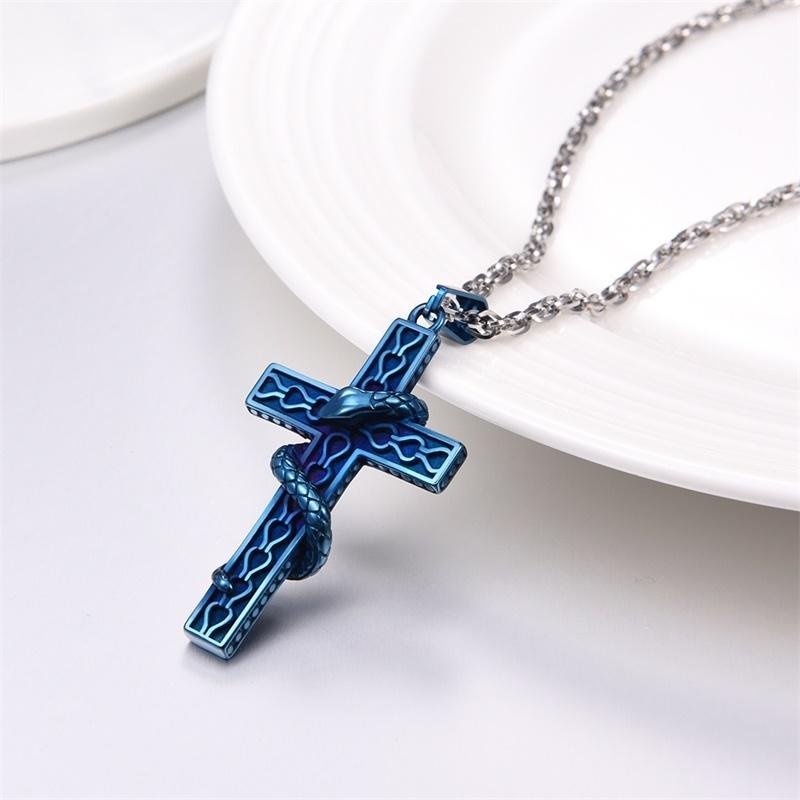 Gothic Snake Cross Pendant Cool Christian Gift