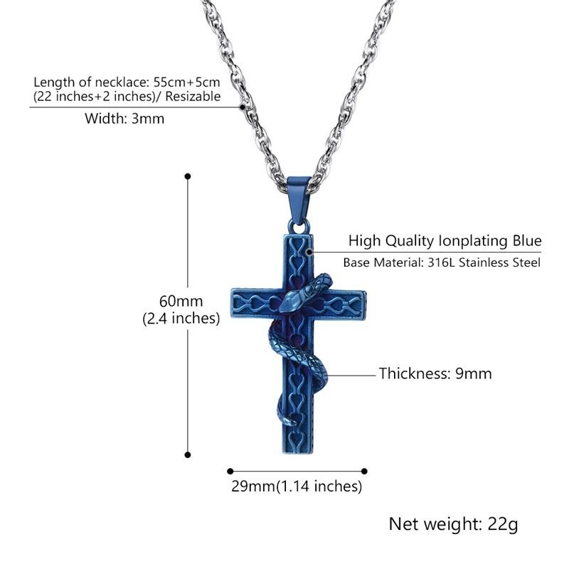 Gothic Snake Cross Pendant Cool Christian Gift