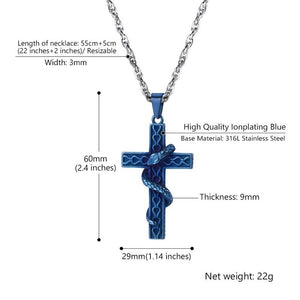 Gothic Snake Cross Pendant Cool Christian Gift