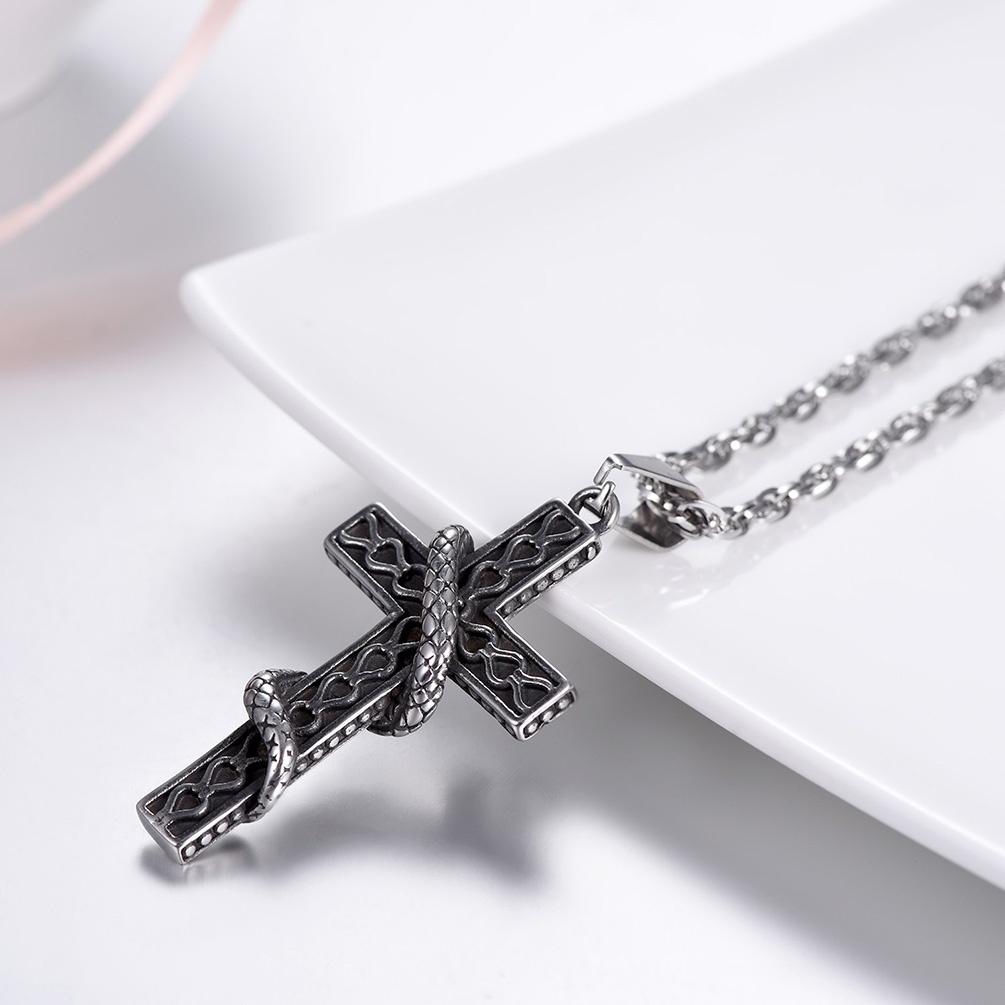 Gothic Snake Cross Pendant Cool Christian Gift