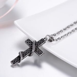 Gothic Snake Cross Pendant Cool Christian Gift