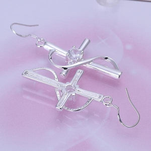 S Hook cross earrings