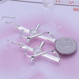 S Hook cross earrings