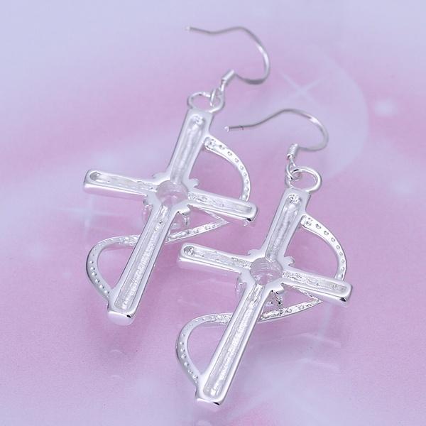 S Hook cross earrings