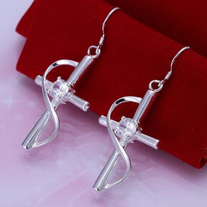 S Hook cross earrings