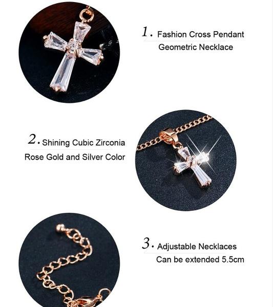 Small Crystal Cross Pendant Necklace