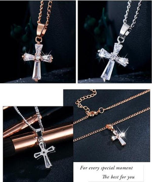 Small Crystal Cross Pendant Necklace