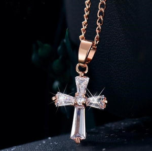 Small Crystal Cross Pendant Necklace