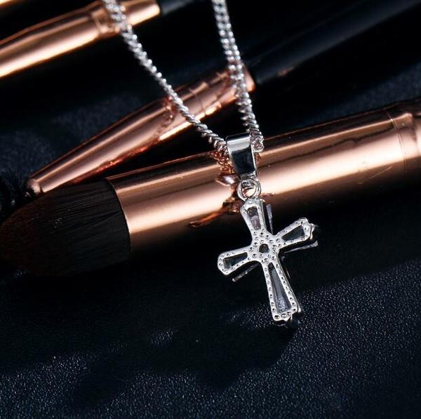 Small Crystal Cross Pendant Necklace