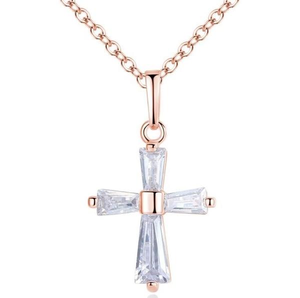 Small Crystal Cross Pendant Necklace