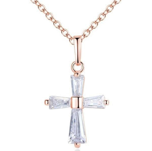 Small Crystal Cross Pendant Necklace