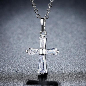 Small Crystal Cross Pendant Necklace