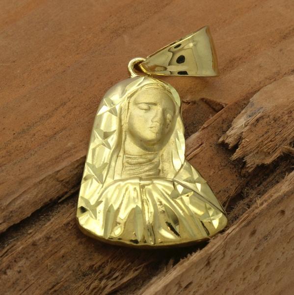 Virgin Mary Portrait Solid 5 Star Pendant